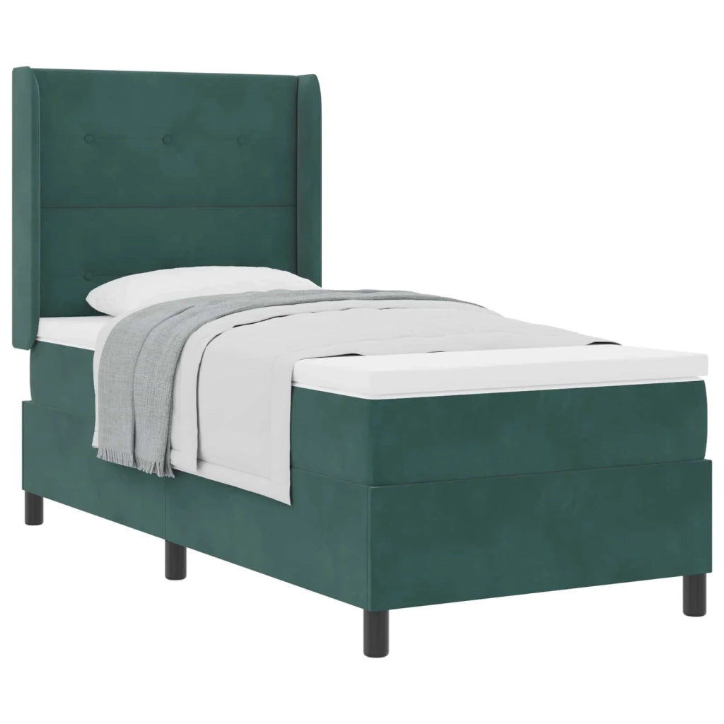 Letto a molle con materasso Verde Scuro 100 x 200 cm Velluto 3341999