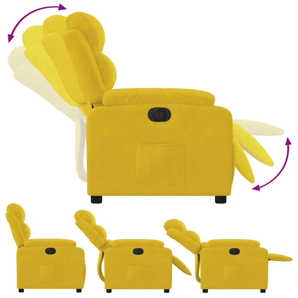 Divano Sedia-Poltrona Reclinabile Elettrica Gialla in Velluto 308438