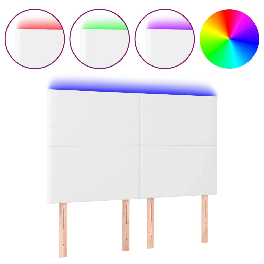 Testiera a LED Bianco 144x5x118/128 cm in Similpelle 3122235