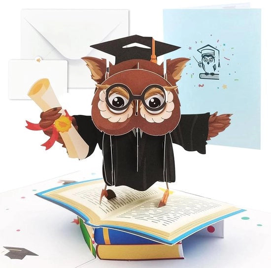 Carta di auguri 3D - Uccello che si alza - Buon esito - Festa di laurea - Bachelor/Master - Carta pieghevole