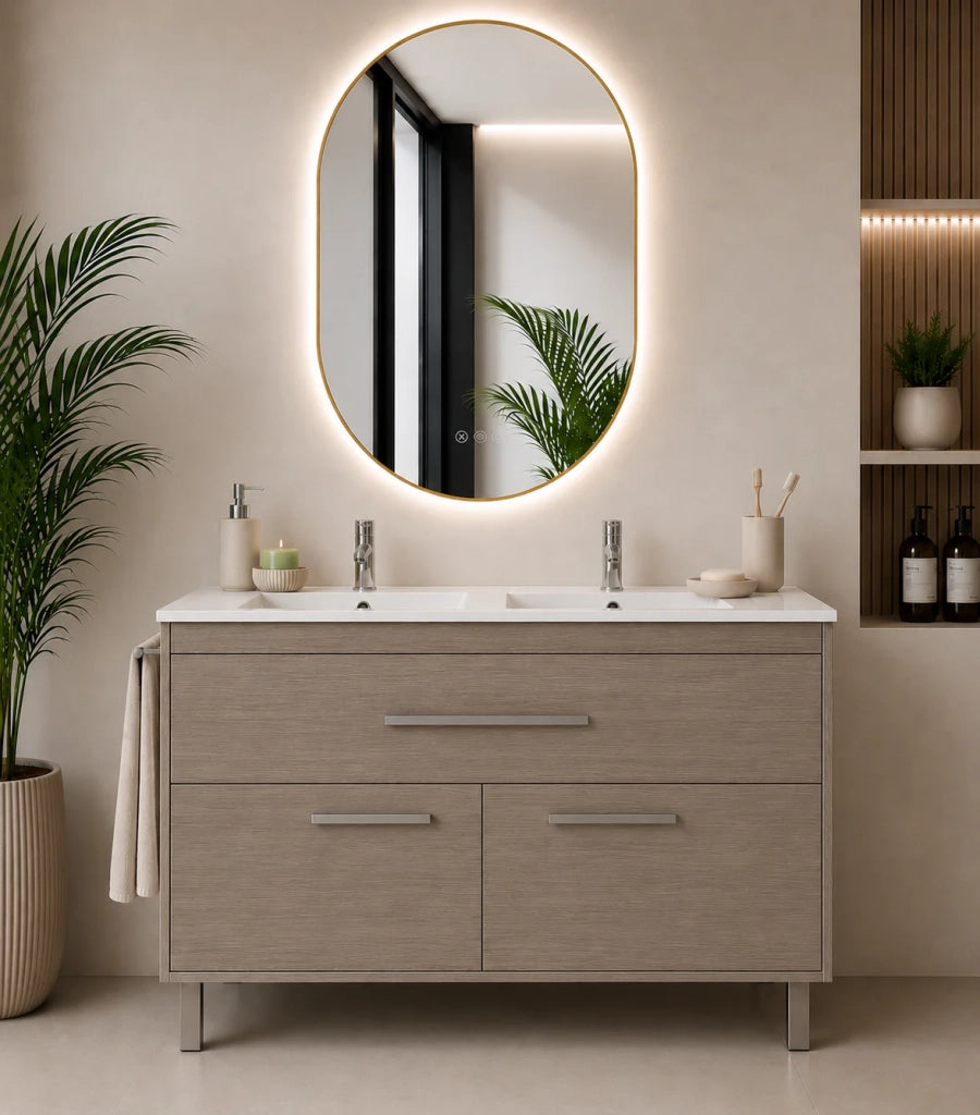 Mobile bagno BAHIA 120x45 cm doppio lavabo Frassino Tea
