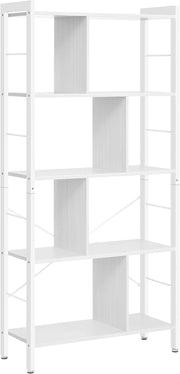 VASAGLE Libreria, Scaffale Portaoggetti a 5 Ripiani, Organizzatore per Studio Ufficio, con Scomparti Aperti per Soggiorno, in Stile Industriale, Bianco Acero e Bianco Nuvola LBC012W44