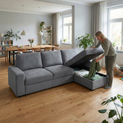 Divano Angolare con Contenitore ¨C MINIMAL ¨C Tessuto, 4 Vani, Ottomane