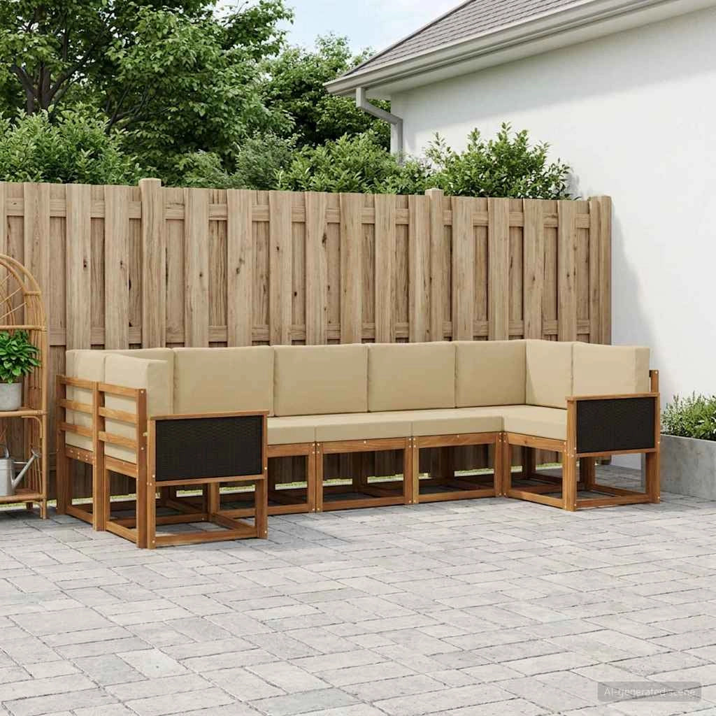 Set di divani da esterno 7 pz Naturale e Beige 3385504