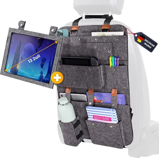 Organizzatore di sedile posteriore in velluto con grande tasca per tablet per bambini, protezione per il sedile posteriore con design innovativo e funzionale