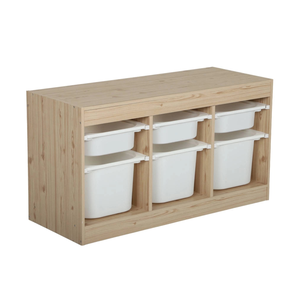Mobile contenitore per bambini decorazione legno 6 contenitori,