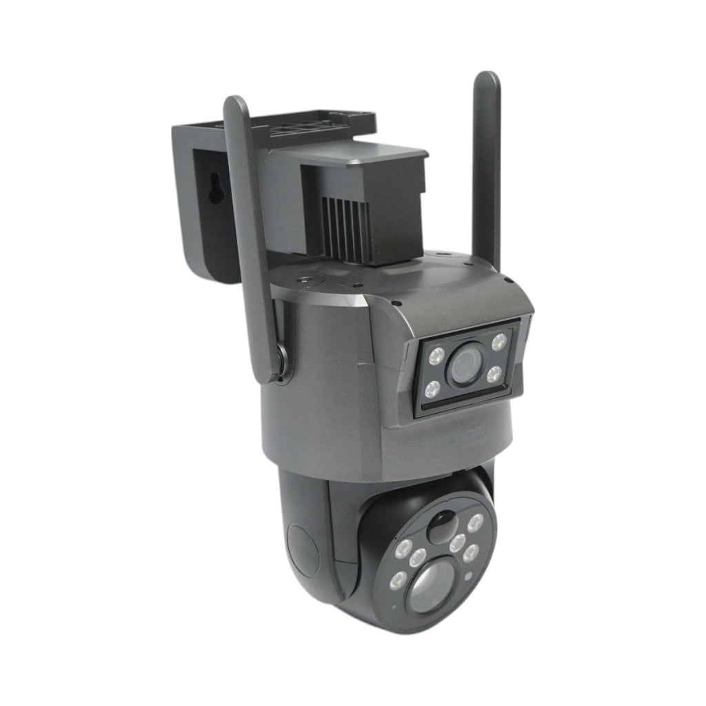 Telecamera di sorveglianza con lente doppia 6 MP, 4G, WIFI 2.4 GHz, pannello solare, batteria da 10.000 mAh, controllo PTZ a 360°, rilevamento umano PIR, visione notturna e applicazione Ubox