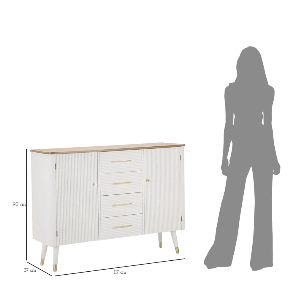 Credenza VKH24, Bianco, Legno, 117x37x90 cm