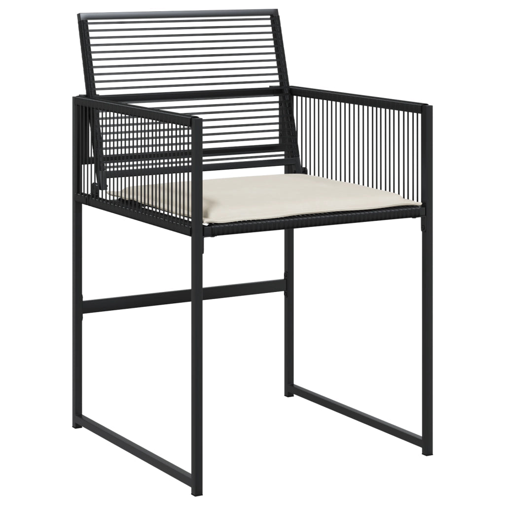 Set da pranzo da giardino 9 pezzi con cuscini Nero Polyrattan
