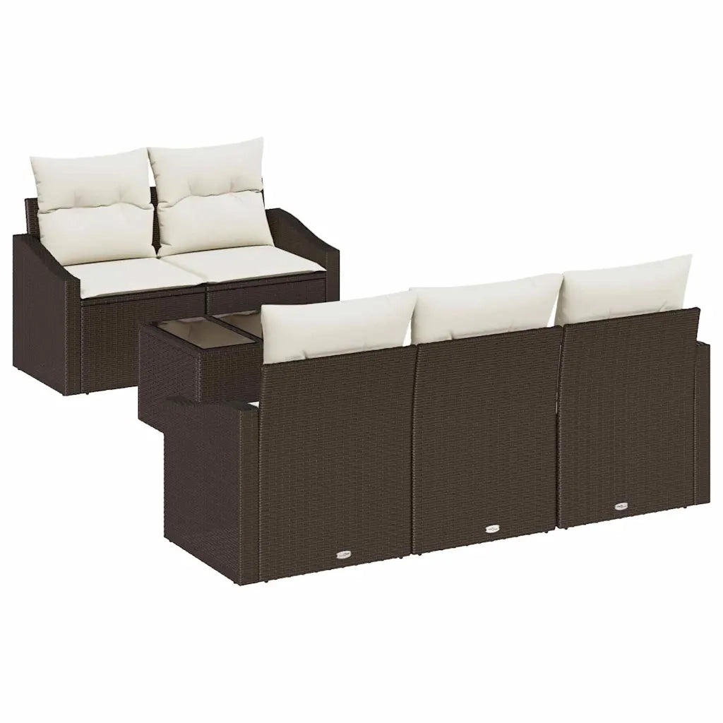 Set di divani con cuscino 6 pcs Marrone e Crema polyrattan 3346598