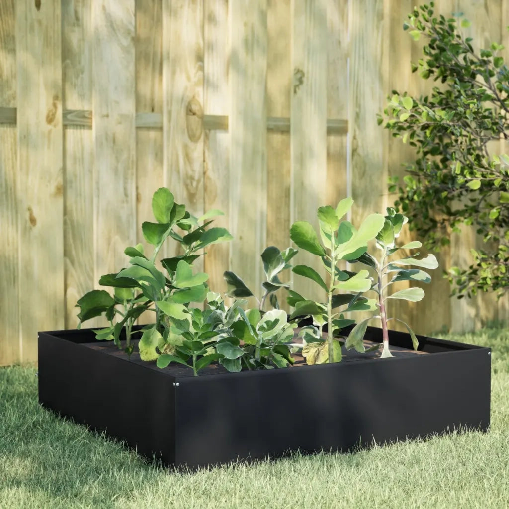 Fioriera Rialzata da Giardino Nera 100x100x25 cm in Acciaio 851031