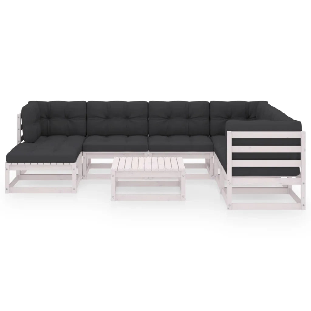 Set Salotto Giardino 8 pz Cuscini Antracite Legno Massello Pino 3076760