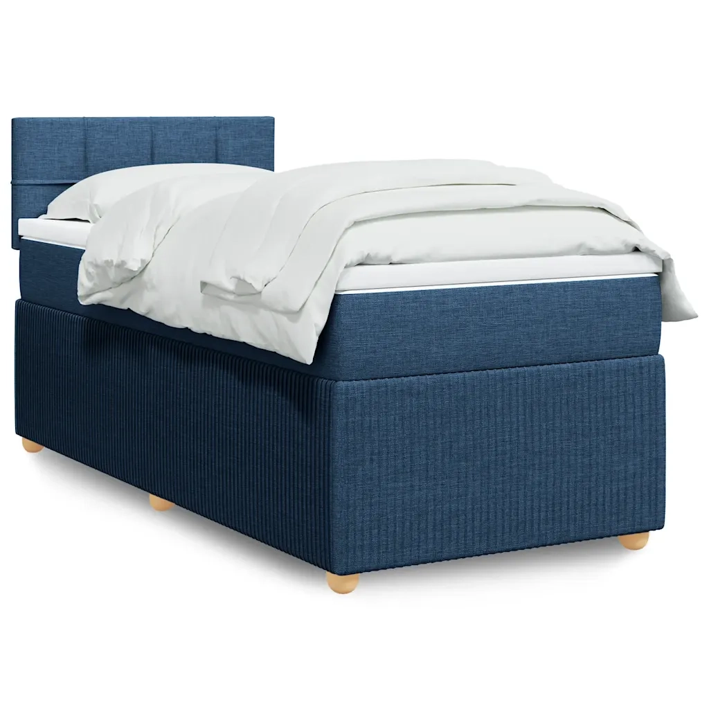 vidaXL Giroletto a Molle con Materasso Blu 90x200 cm inTessuto