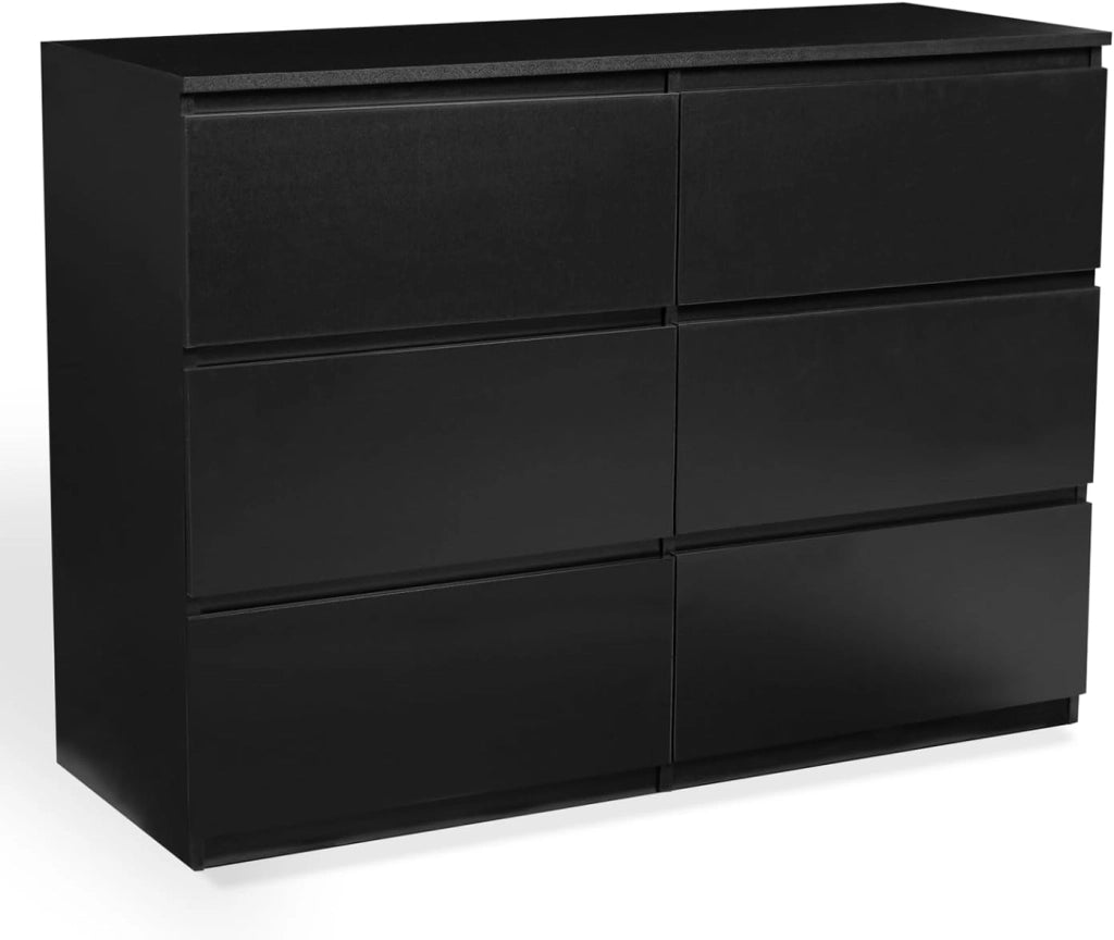 TOMI Cassettone a 6 cassetti da 110 cm in legno nero
