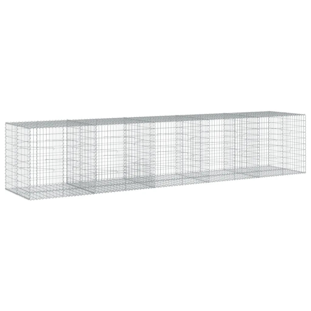 Cesto Gabbione con Copertura 500x100x100 cm in Ferro Zincato 3295198