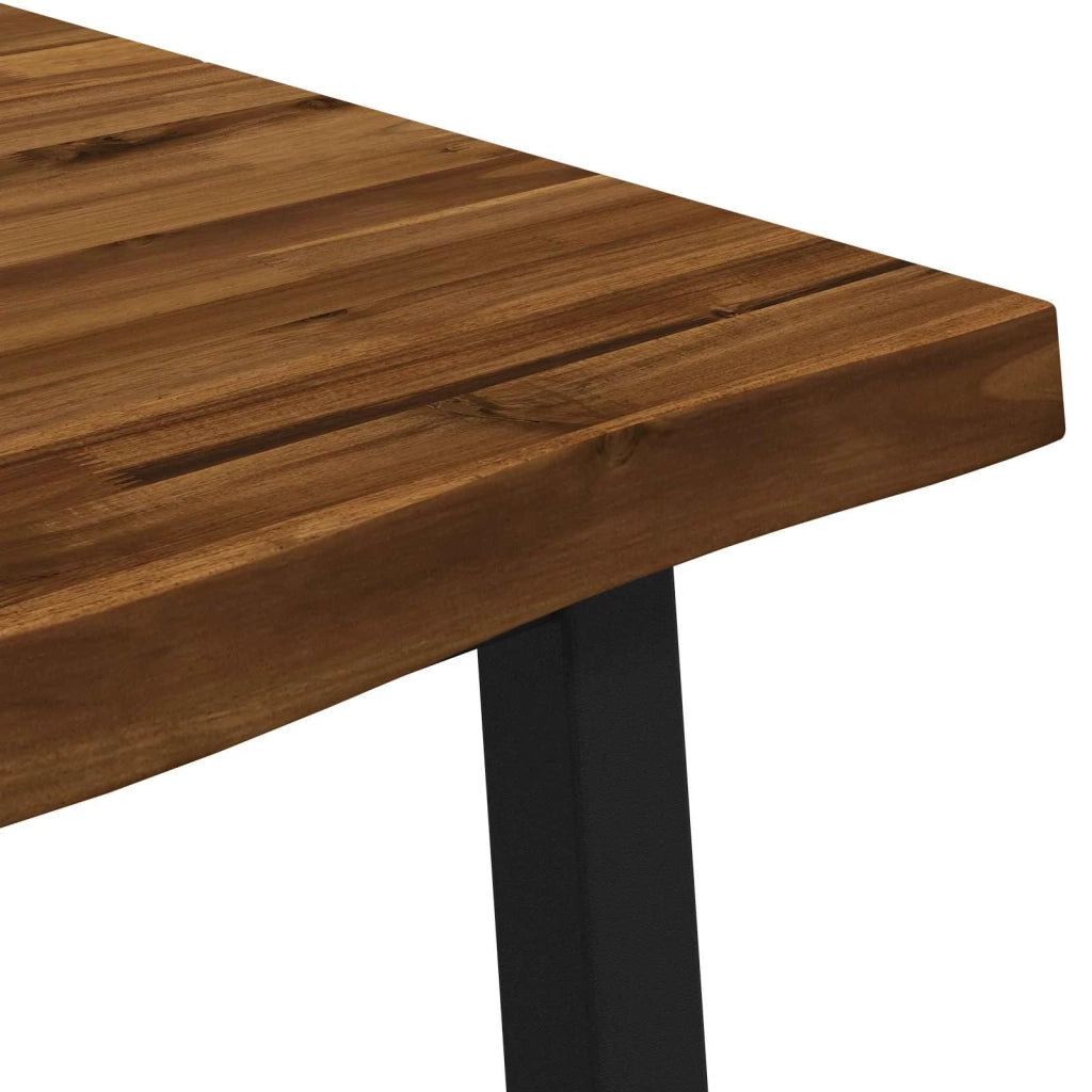 140 x 80 x 75 cm Legno di Acacia Massello Naturale e Nero 937525