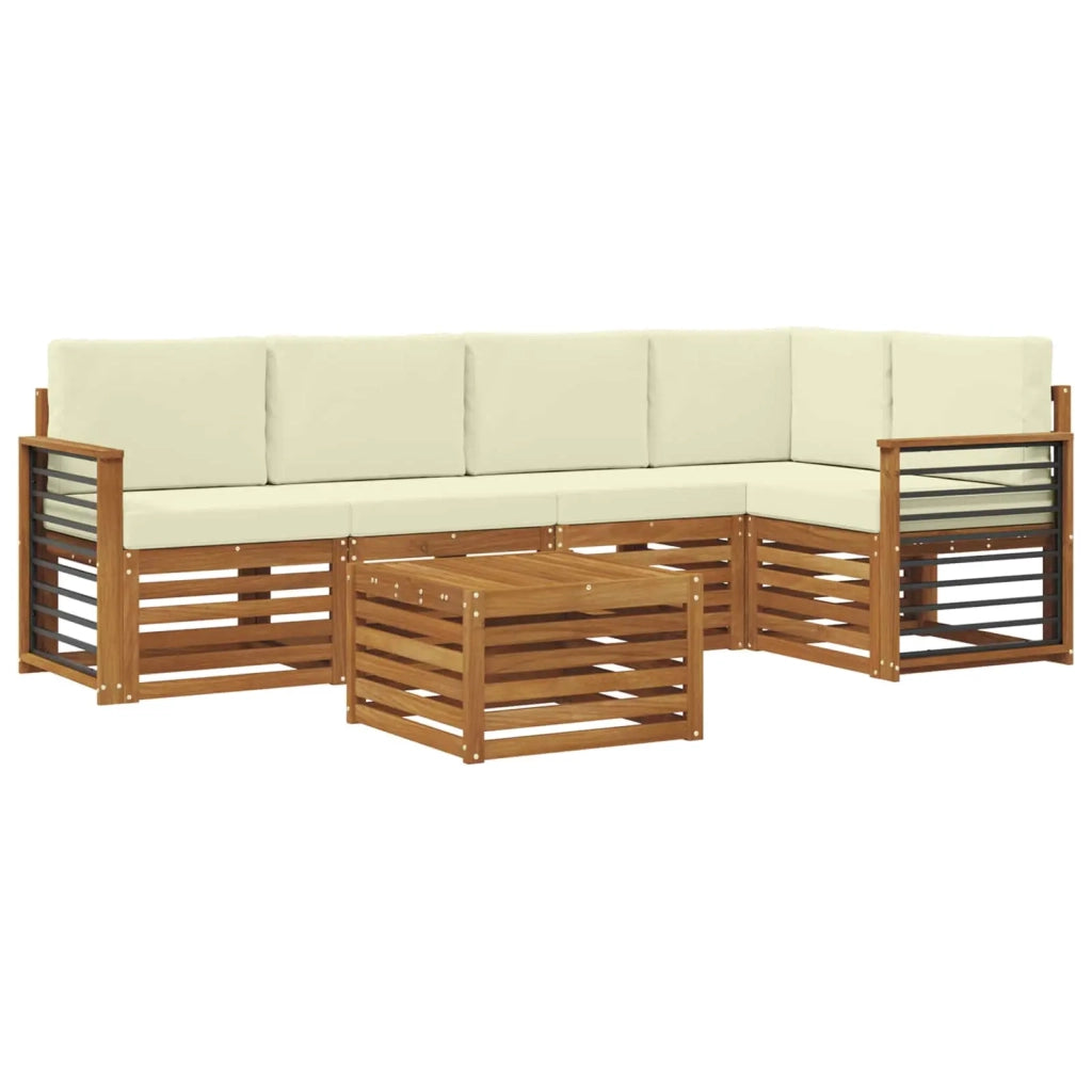 Set di divani da esterno 6 pz Naturale e Crema Poliestere 3374860
