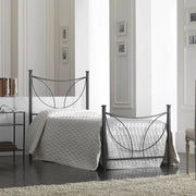 Letto in ferro singolo con pediera TULIPANO Nero 92x208x h117 cm