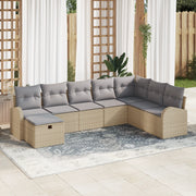 Set di Divani da Giardino da 8 Pezzi con Cuscini Beige Rattan Polietilene