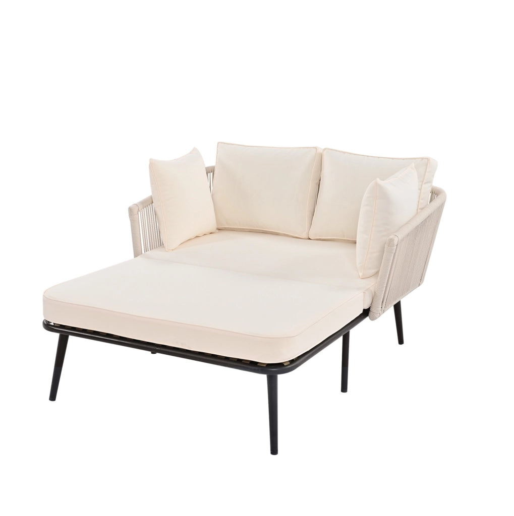 Sonnenliege da esterno in acciaio zincato con cuscino sfoderabile; beige