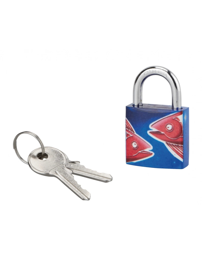 Lucchetto segno zodiacale Pesci, acciaio, interno, arco in acciaio, 30 mm, 3 chiavi – THIRARD