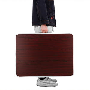 Tavolo Campeggio Picnic con Maniglia Effetto Legno 60x80x68cm Pieghevole Esterni