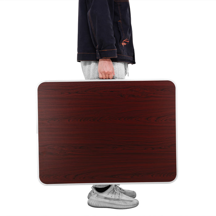 Tavolo Campeggio Picnic con Maniglia Effetto Legno 60x80x68cm Pieghevole Esterni