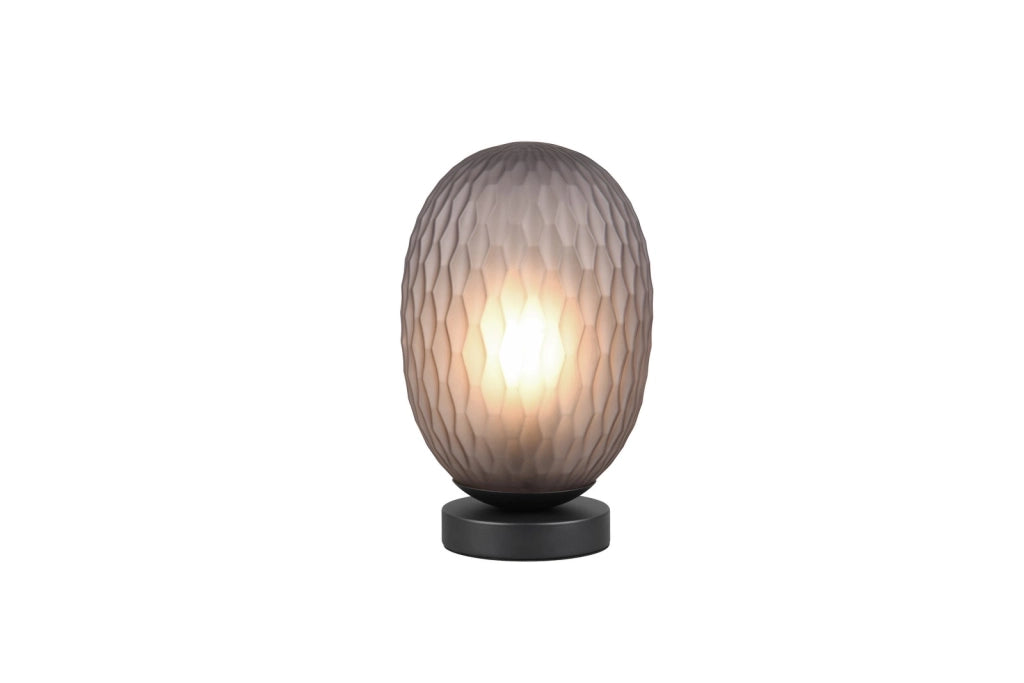 Lampada da tavolo FACETTE vetro fumé nero E27 Trio