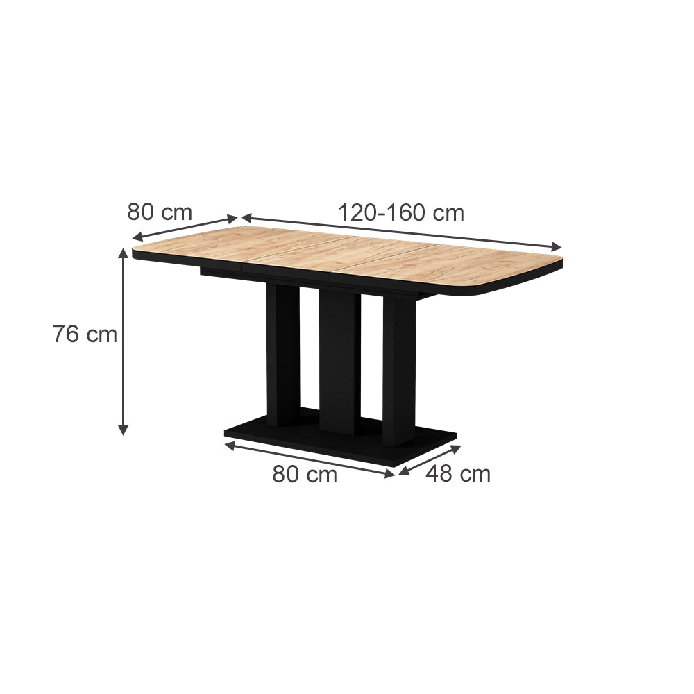 Vicco Tavolo da pranzo Estensibile Rovere nero/oro 120/160 x 80 cm 2 parti