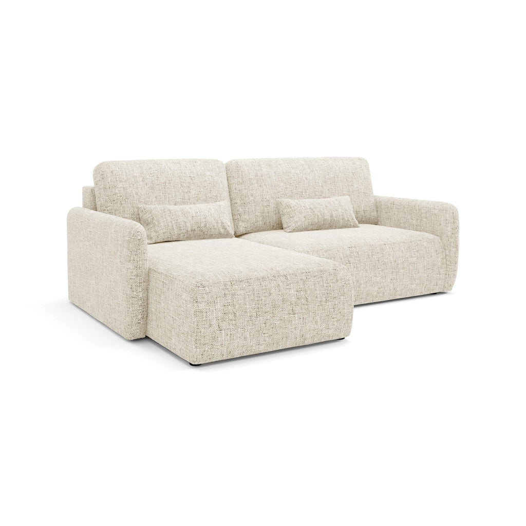 Pagno, Divano Letto con Penisola Contenitore, 207x148 cm Beige Chiaro