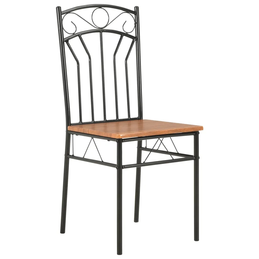 Set da Pranzo 7 pz in MDF e Acciaio Marrone 281401