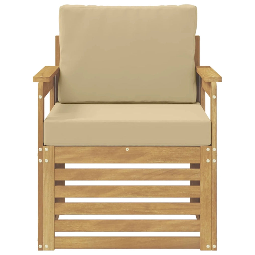 2 Pezzo Set di divani da esterno Poliestere Bianco e Beige