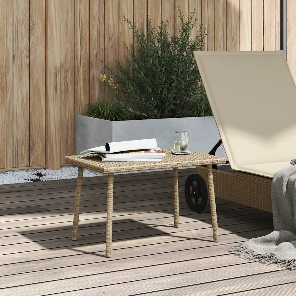 Tavolino da Giardino | Tavolino da esterno Rettangolare Beige 60x40x37 cm Polyrattan
