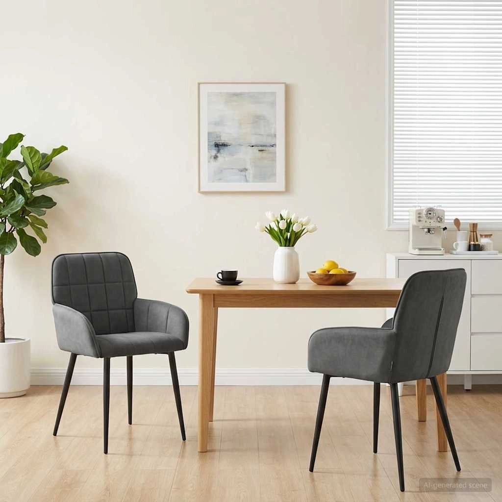 Sedie da pranzo 2 pz Velluto Grigio Scuro 56.5 x 50 x 85 cm 42034272