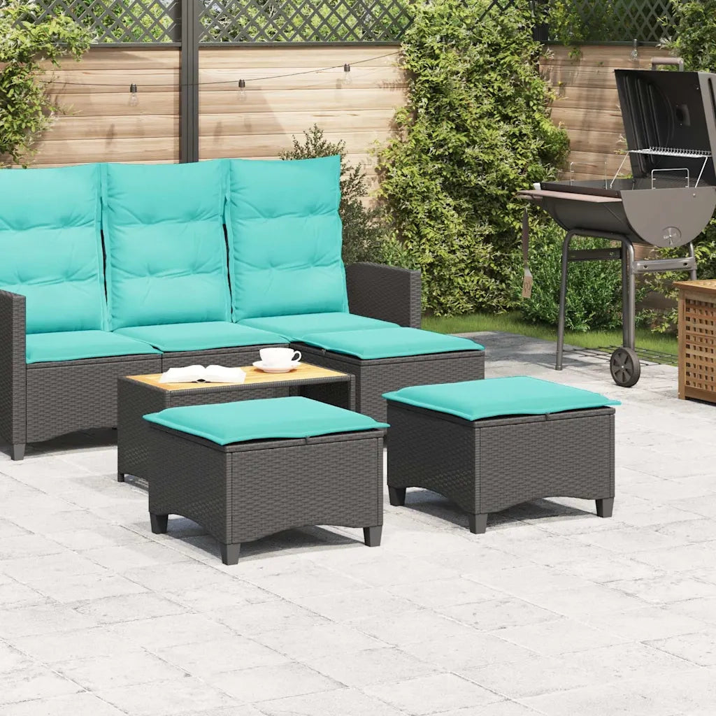 Sgabelli Giardino con Cuscini 2 pz Nero 55x55x36 cm Polyrattan 4108253