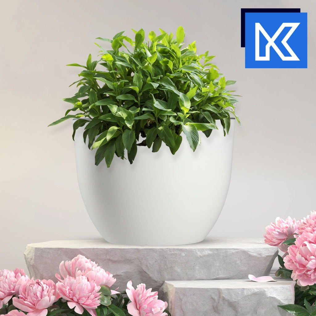 KADAX Vaso da fiori da giardino, copertura rotonda 30 cm, bianca