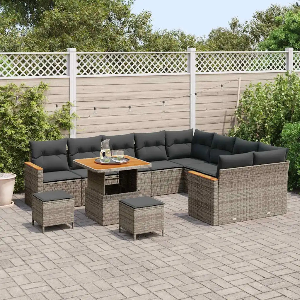 Set Divano da Giardino 12 pcs Grigio Rattan in Polipropilene 3365033