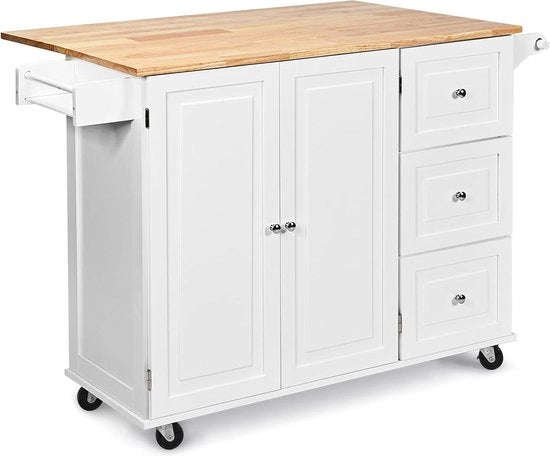 Carrello da cucina con tavolo estensibile e piastra regolabile - Servizio da tavolo spaziale su ruote con appendiasciugamani e rack per spezie