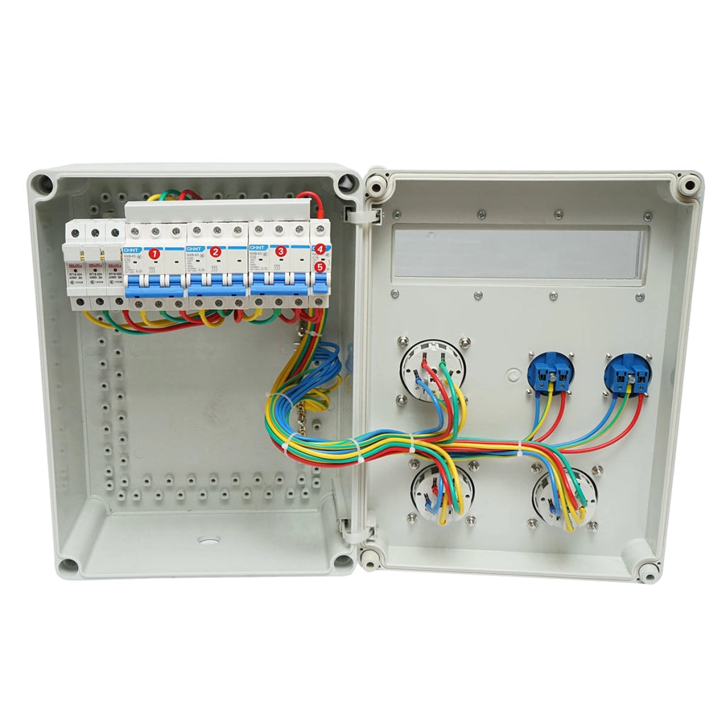 Pannello gruppo prese organizzazione cantiere 2x230V/16A, 3x400V/32A, 12 moduli 460x270x160mm IP44/IP67 SUNTREE