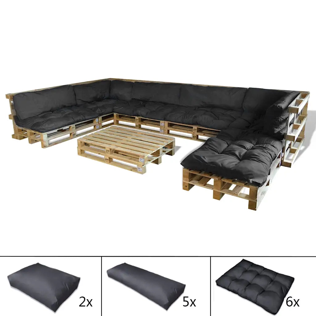 Cuscino per Divano Pallet 13 pcs Grigio 120 x 80 x 10 cm 41518
