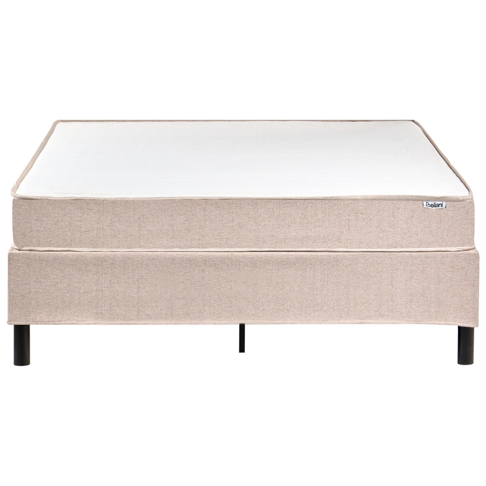 Letto matrimoniale con rete in tessuto 140 x 200 cm con materasso a molle insacchettate senza testiera camera da letto beige