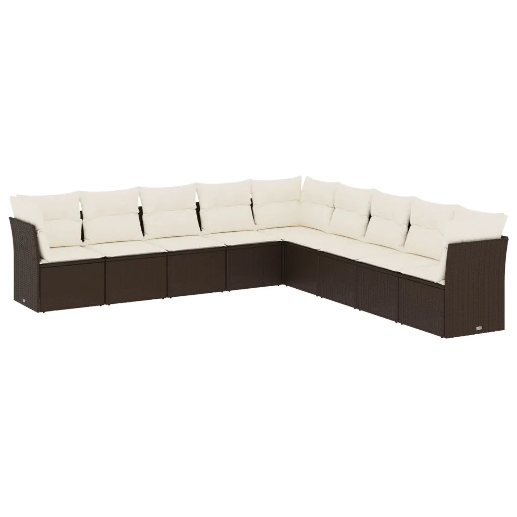 Set Divani da Giardino 9pz con Cuscini Marrone in Polyrattan 3249622