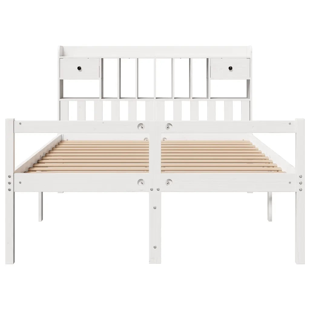 Letto Libreria senza Materasso Bianco 150x200 cm Legno di Pino 3322058