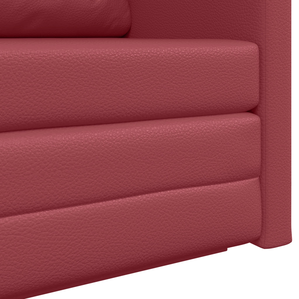 Divano a Terra Letto 2 in 1 Rosso Vino 124x71x78 cm Pelle Artificiale