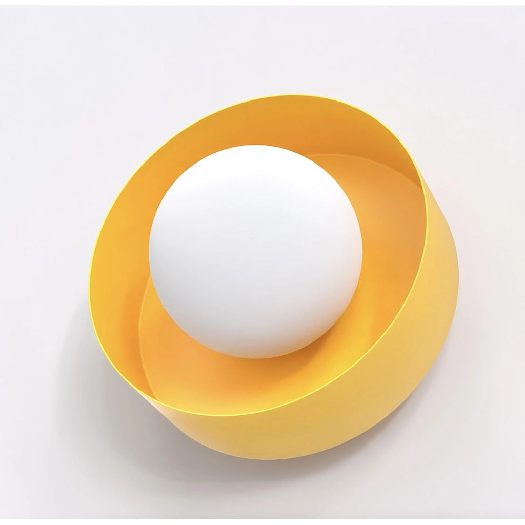 Lampada a parete Lulu in acciaio arancione con diffusore sferico