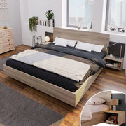 Letto matrimoniale 160x200 - Xylo - Comodini integrati colore grigio scuro