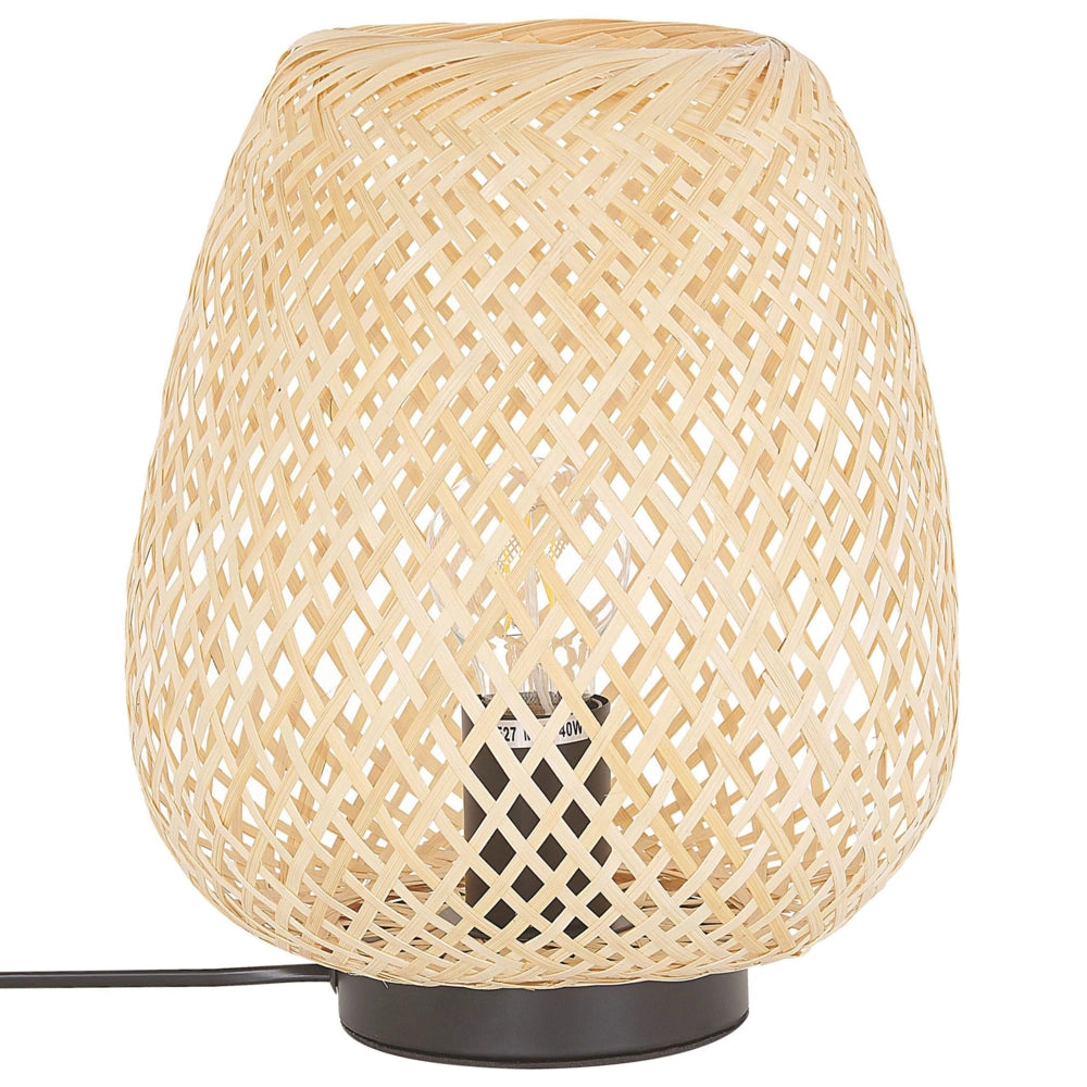 Lampada da tavolo in marrone chiaro di bambù 30 cm Accessorio per la casa in stile boho