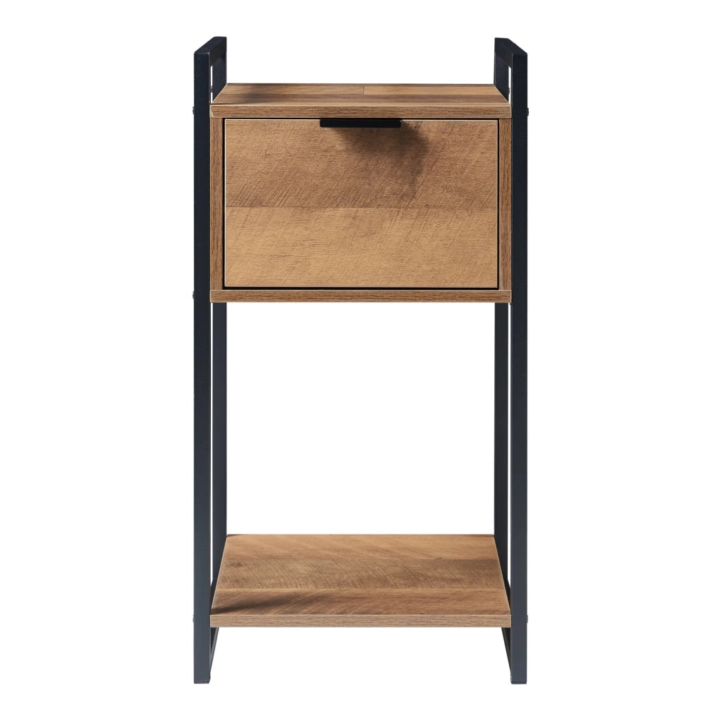 Tavolino laterale truciolare e metallo 62 x 33 x 32 cm effetto noce nero 03_0010931