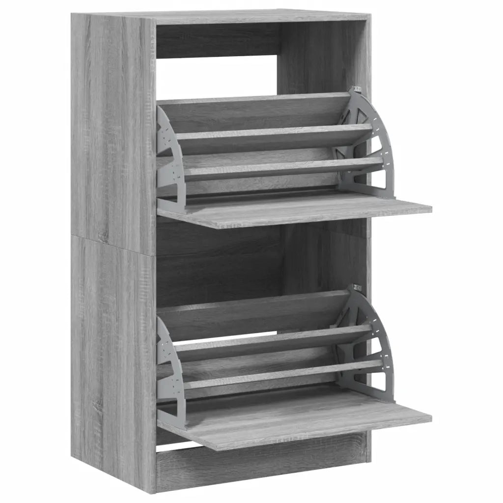 Scarpiera | Mobile per scarpe 2 Cassetti Ribaltabili Grigio Sonoma 60x42x108 cm
