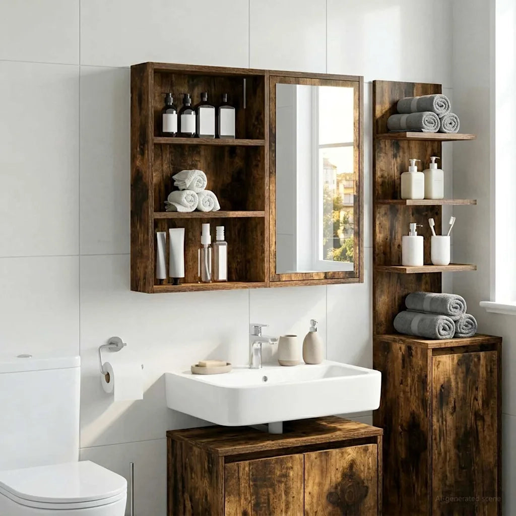 Armadio da bagno a muro Quercia Affumicata 40 x 10 x 60,5 cm